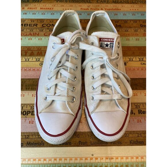 Converse All Star Sneaker Unisex Sz M6.5/W8.5 White Canvas Low Top Lace Up Shoe - Picture 2 of 13